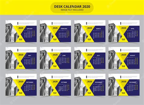 Premium Vector Desk Calendar 2020 Template