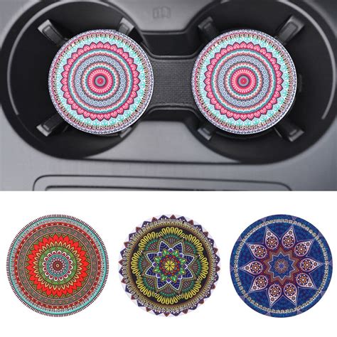 Mandala Car Rhinestone Coaster Non Slip Diamond Anti Skid Water Cup Pad