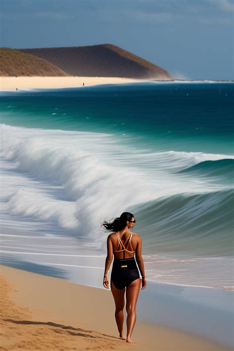 Lexica Linda Mulher Nua Na Praia Deserta