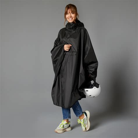 100 City Cycling Rain Poncho Black