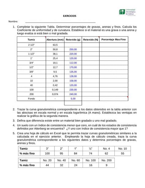 PDF Ejercicios Granulometria Y Limites DOKUMEN TIPS