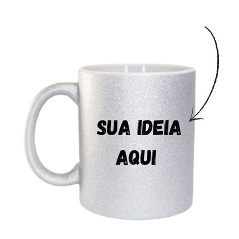 Caneca Personalizada Glitter Cor Prata Elo7 Produtos Especiais