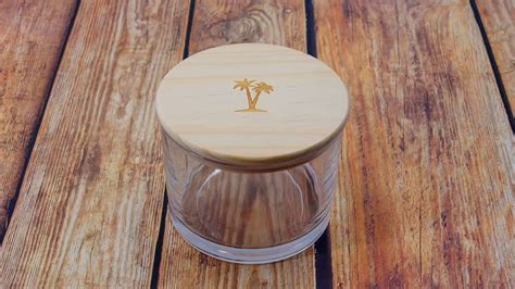 Vietnam Wood Lid Glass Jar Wooden Lid With Black Color Design And Customized Logo For Candle Jar