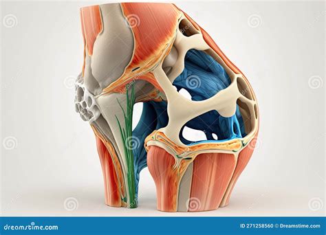 D Illustration Showing Anatomy Of A Knee Joint With Femur Fibula And