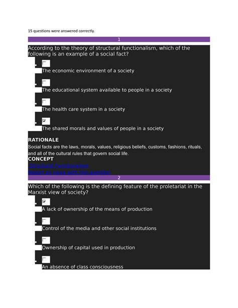 Sophia Intro To Soc Milestone 1 15 Questions Were Answered Correctly