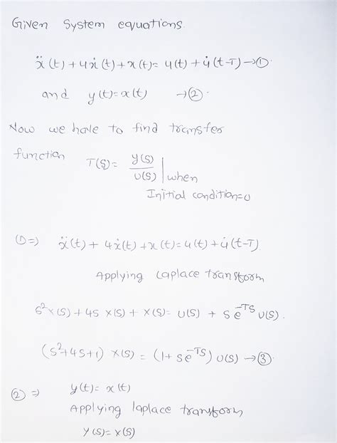 Solved Exercise 4 Obtain The Transfer Function Of The Following Course Hero