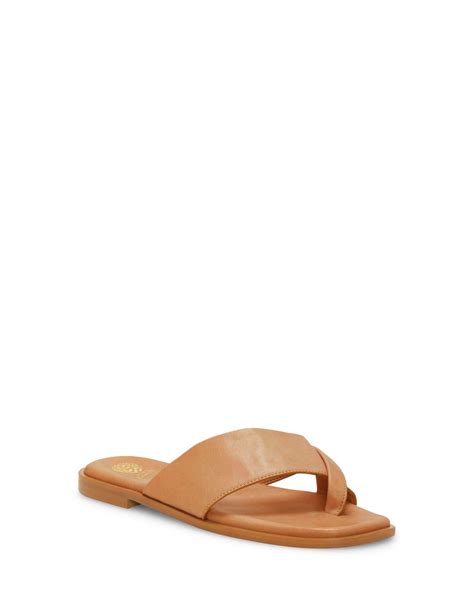 Vince Camuto Ondrea Leather Slide Sandal In Brown Lyst