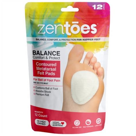 Zentoes Adhesive Metatarsal Felt Pads Adhere Directly To Ball Of Foot