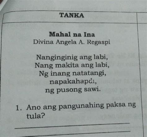 Ano Ang Pangunahing Paksa Ng Tula Brainly Ph