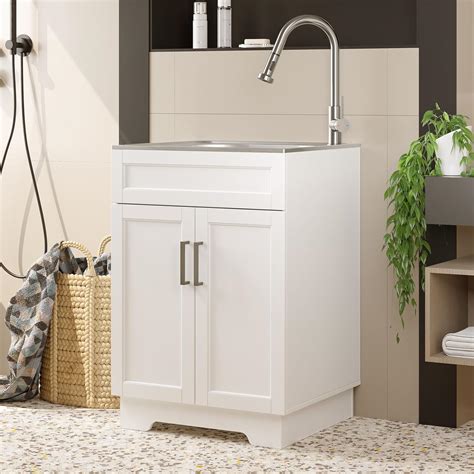 UpWiew Laundry Sink Cabinet With Stainless Steel Sink And Pull Down