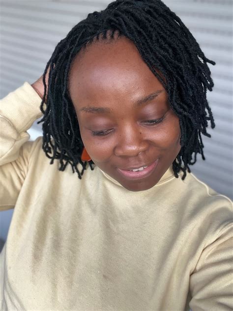 Black Short Hand Twisted Sister Locs Short Handmade Wigs Perfect For Women With Alopecia