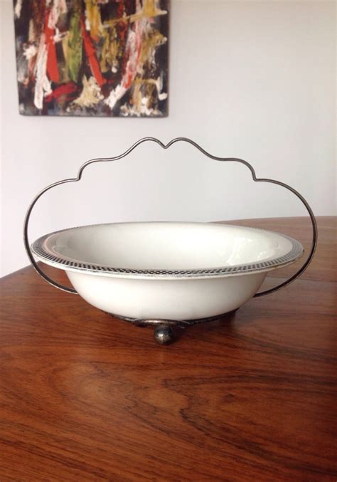 Art Deco Serving Bowl With Silver Plate Stand Haute Juice