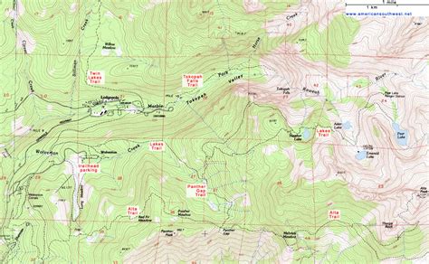 Topographic Map Of The Lakes Trail Sequoia National Park California