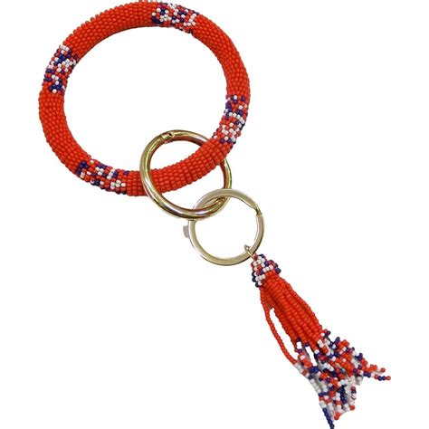 Handmade Patriotic Beaded Keychain La Chic Designs