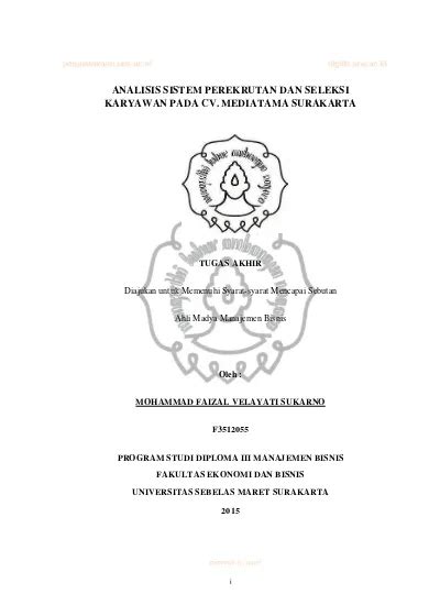 Analisis Sistem Perekrutan Dan Seleksi Karyawan Pada Cv Mediatama