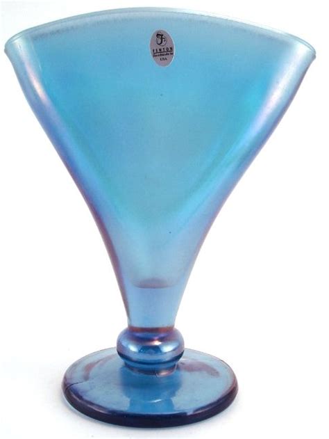 Fenton Blue Stretch Glass Fan Vase Metropolitan Museum Art Glass Glass Art Fenton