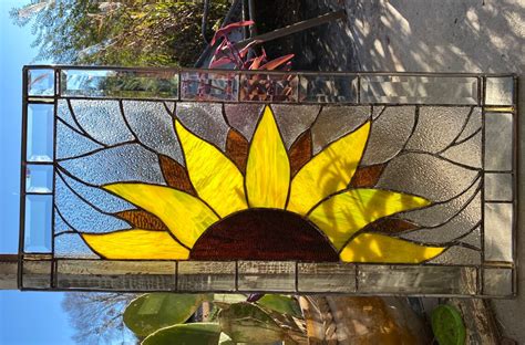 Sunflower Stained Glass Panel Summer Garden Etsy