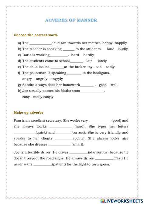 Adverbs Of Manner Interactive Exercise For Form You Can Do The