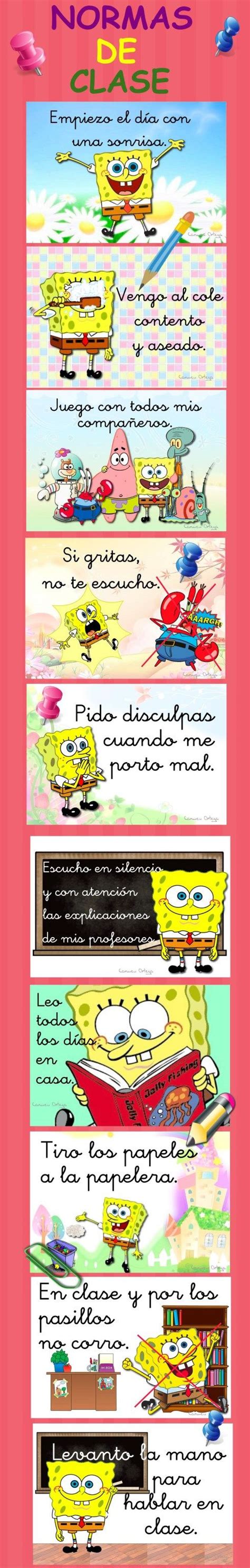 Normas De Clase Formato Infograf A Y Collage Con Bob Esponja Y Sus