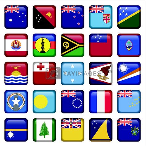 Set Of Australian Oceania Squared Flag Icons By Luppload Vectors