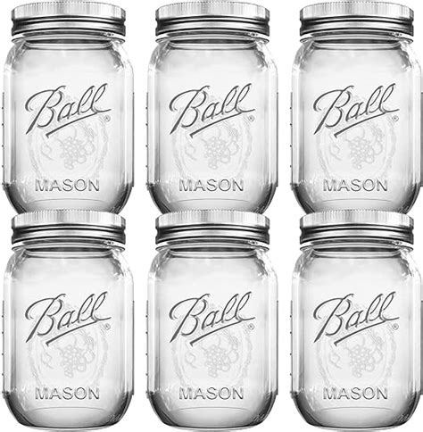 Ball Mason Jars 16 Oz Bundle With Non Slip Jar Opener Brand Bhl Jars Set Of 6 16