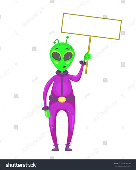 Alien Holding Blank Signs Aliens Standing Stock Illustration 1273755196 ...