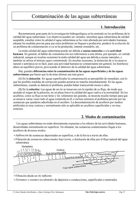 Contaminacion De Aguas Subterraneas 1 Contaminación De Las Aguas Subterráneas 1 Introducción