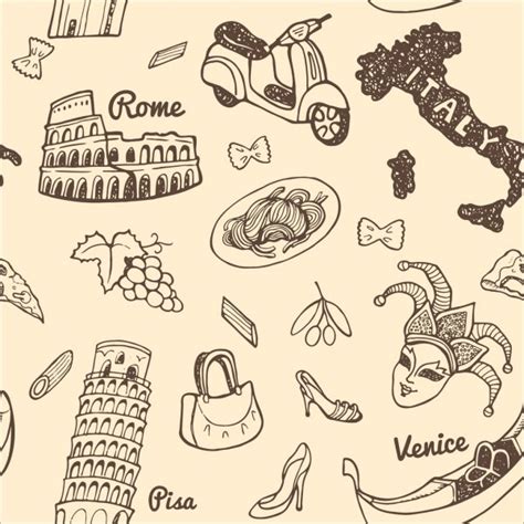 Italy Symbols And Landmarks Set Stock Illustration By Teploleta