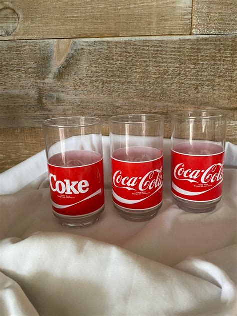 Coca Cola Coke Horizontal Logo Glass Tumblers Set of Three | Etsy