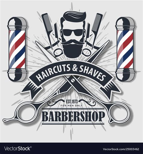 Barber shop vintage label badge or emblem Vector Image