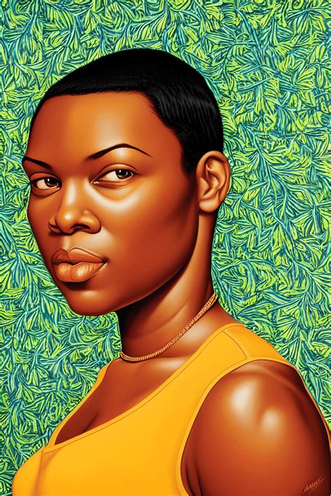 Brown Skinned Woman With Short Hair Hyperrealistic Vibrant