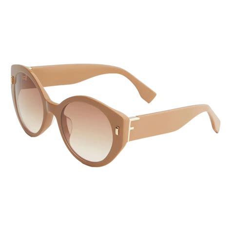 Fendi First Dark Beige Acetate Round Frame Tinted Sunglasses Queen Bee Of Beverly Hills