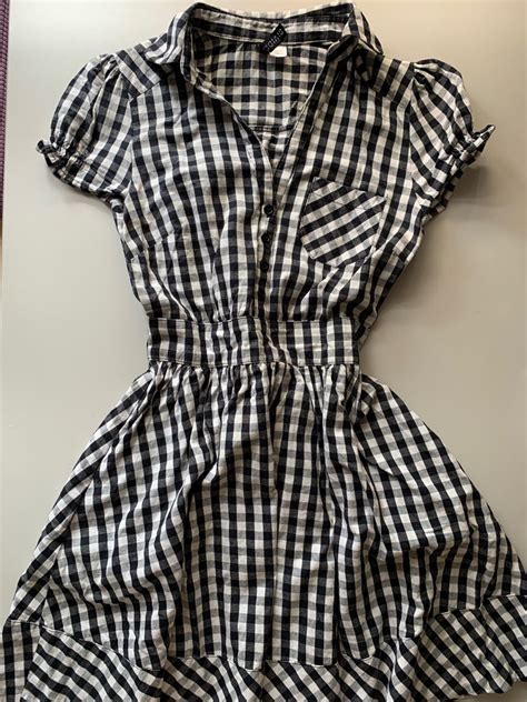 H M Divided Black And White Checkered Dress On Carousell