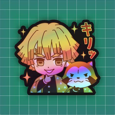 Jual Sticker Anime Hologram Zenitsu Kimetsu No Yaiba Ukuran 7 Cm