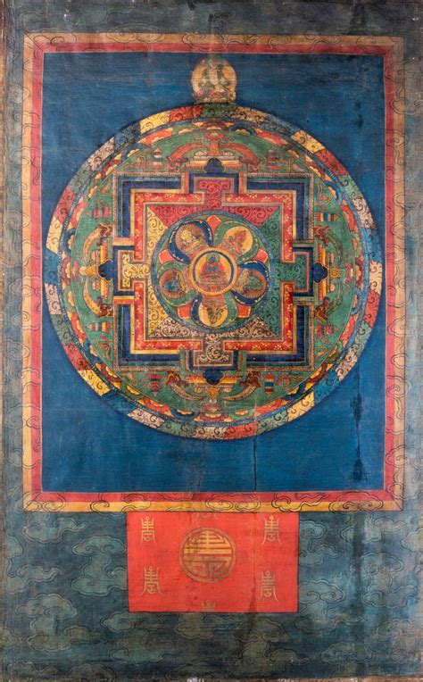 Thangka Con Mandala Di Samantabhadra Tibet XVII XVIII Secolo Arte