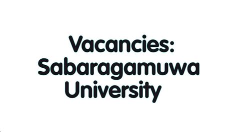 Vacancies - Sabaragamuwa University | TeachMore.lk