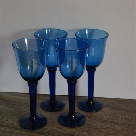 Cobalt Blue Wine Glasses - Etsy