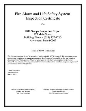 Fire Alarm And Life Safety System Inspection Report Fill And Sign