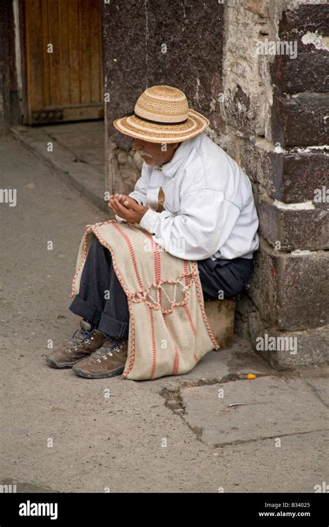 Beggar Man Begging On Street Corner In Quito Ecuador South America