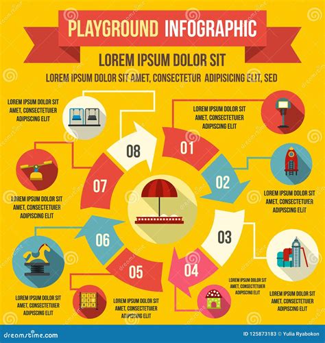 Elementos Infographic Do Campo De Jogos Estilo Liso Ilustra O Stock