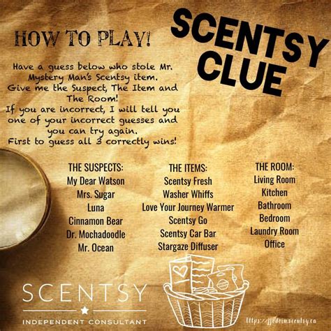 Clue Game Scentsy Online Party Scentsy Games Scentsy