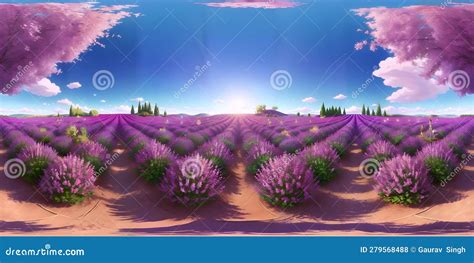 Violet Bliss Ai Generated Field Of Blooming Meadows Stock Illustration