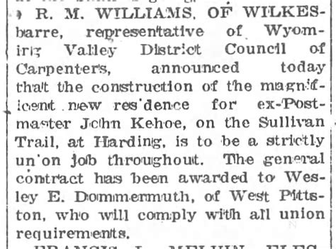 Feb 1926 Start Building Kehoe Mansion In Harding ™