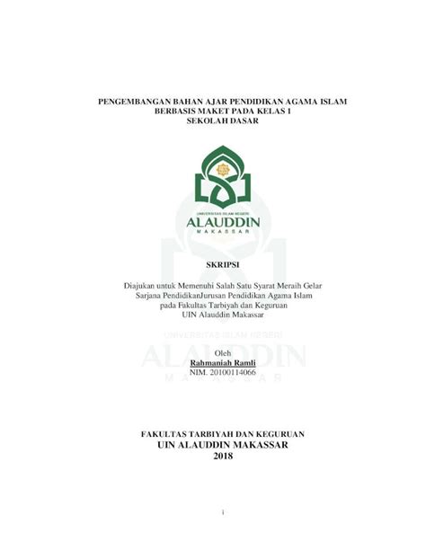 Pdf Pengembangan Bahan Ajar Pendidikan Agama Islam Berbasis Maket