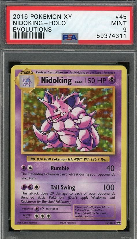 2016 Pokemon XY Evolutions Nidoking Holo 45 108 PSA 9 MINT EBay