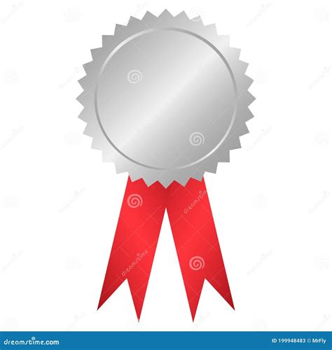 Blank Silver Award With Red Ribbons Vector Illustration Stock Vector