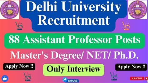 Regular Assistant Professor Jobs In Delhi University 88 Vacancies In