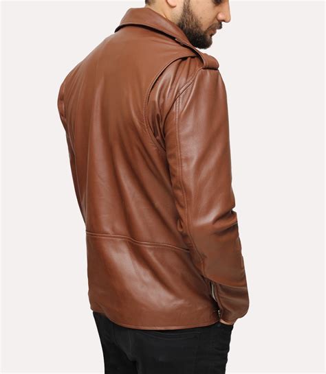 Mens Brown Sheepskin Motorcycle Leather Jacket