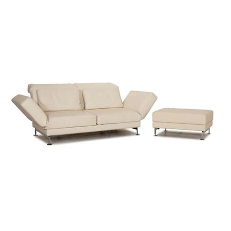 Cremefarbenes Moule Sitzer Ledersofa Hocker Mit Relaxfunktion Von