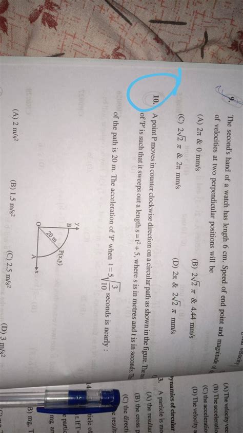 A Point P Moves In Counter Clockwise Direction On A Circular Path As Show